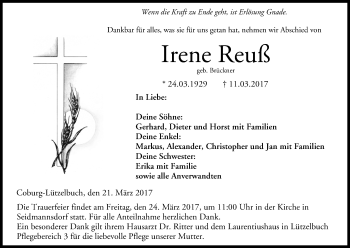Anzeige von Irene Reuß von MGO