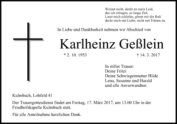 Anzeige von Karlheinz Geßlein von MGO