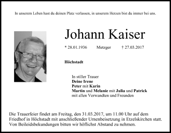 Anzeige von Johann Kaiser von MGO