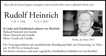 Anzeige von Rudolf Heinrich von MGO