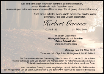 Anzeige von Herbert Gemmer von MGO