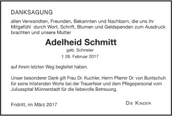Anzeige von Adelheid Schmitt von MGO