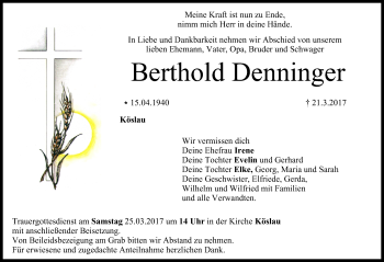 Anzeige von Berthold Denninger von MGO