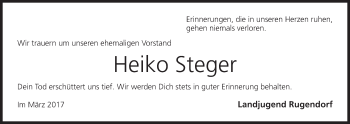 Anzeige von Heiko Steger von MGO