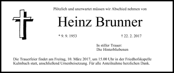 Anzeige von Heinz Brunner von MGO