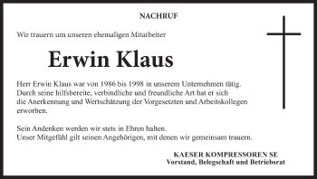 Anzeige von Erwin Klaus von MGO