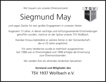 Anzeige von Siegmund May von MGO