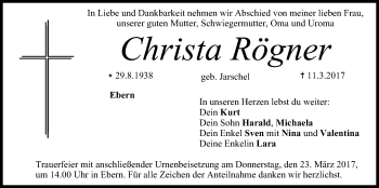 Anzeige von Christa Rögner von MGO
