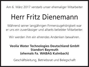 Anzeige von Fritz Dienemann von MGO