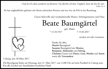 Anzeige von Beate Baumgärtel von MGO