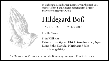 Anzeige von Hildegard Boß von MGO