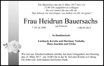 Anzeige von Heidrun Bauersachs von MGO