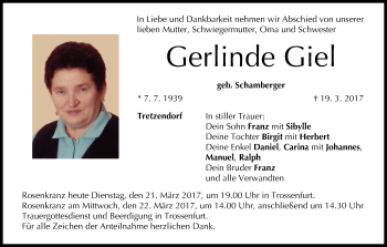 Anzeige von Gerlinde Giel von MGO