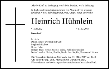 Anzeige von Heinrich Hühnlein von MGO