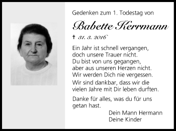 Anzeige von Babette Kerrmann von MGO