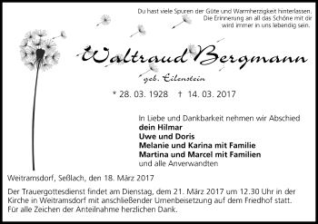 Anzeige von Waltraud Bergmann von MGO