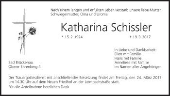 Anzeige von Katharina Schissler von MGO