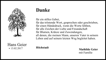 Anzeige von Hans Geier von MGO