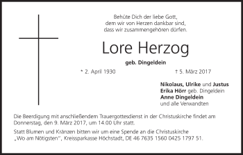 Anzeige von Lore Herzog von MGO