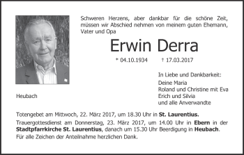 Anzeige von Erwin Derra von MGO