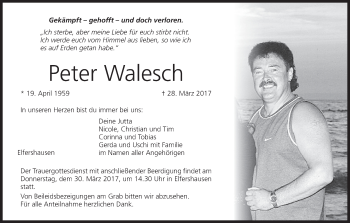 Anzeige von Peter Walesch von MGO
