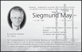 Anzeige von Siegmund May von MGO