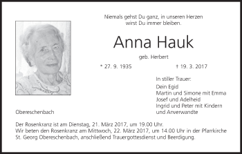 Anzeige von Anna Hauk von MGO