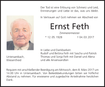 Anzeige von Ernst Feth von MGO