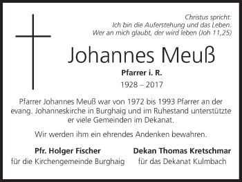 Anzeige von Johannes Meuß von MGO