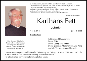 Anzeige von Karlhans Fett von MGO