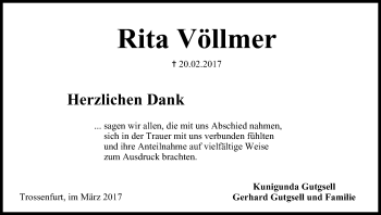 Anzeige von Rita Völlmer von MGO