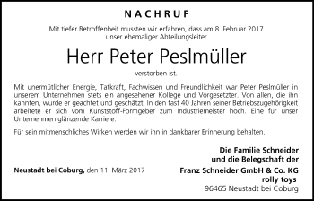 Anzeige von Peter Peslmüller von MGO