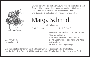 Anzeige von Marga Schmidt von MGO