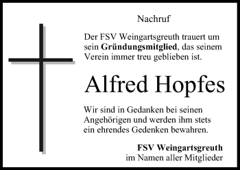Anzeige von Alfred Hopfes von MGO