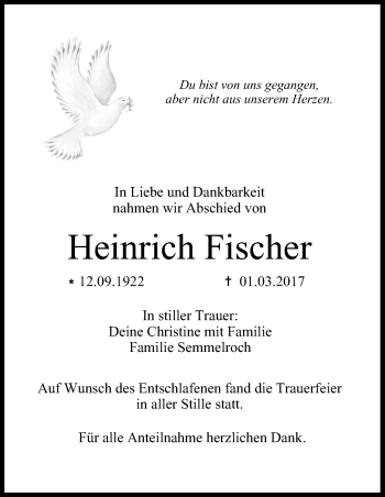 Anzeige von Heinrich Fischer von MGO