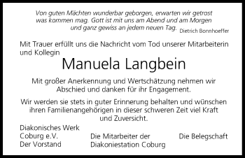 Anzeige von Manuela Langbein von MGO
