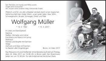 Anzeige von Wolfgang Müller von MGO
