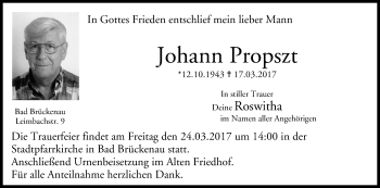 Anzeige von Johann Propszt von MGO