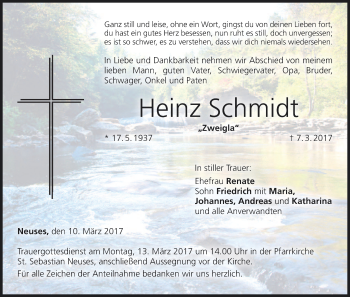 Anzeige von Heinz Schmidt von MGO
