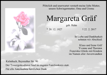 Anzeige von Margareta Gräf von MGO