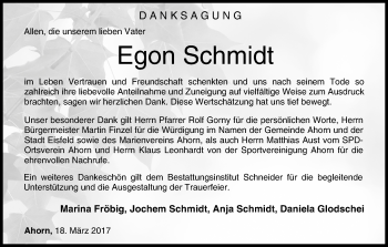 Anzeige von Egon Schmidt von MGO