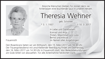 Anzeige von Theresia Wehner von MGO