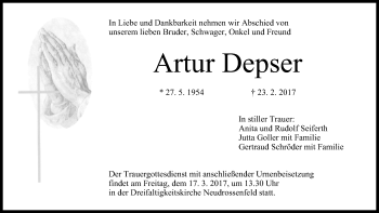 Anzeige von Artur Depser von MGO