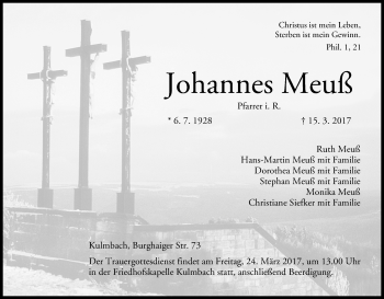 Anzeige von Johannes Meuß von MGO