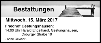 Anzeige von Bestattungen vom 15.03.2017 von MGO