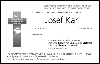 Anzeige von Josef Karl von MGO