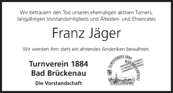 Anzeige von Franz Jäger von MGO