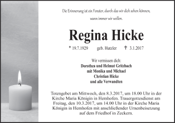 Anzeige von Regina Hicke von MGO