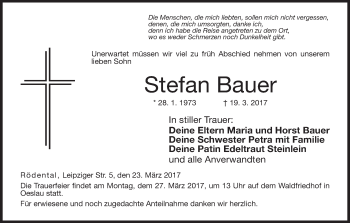 Anzeige von Stefan Bauer von MGO