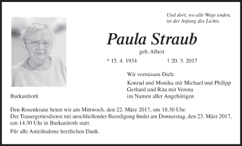 Anzeige von Paula Straub von MGO